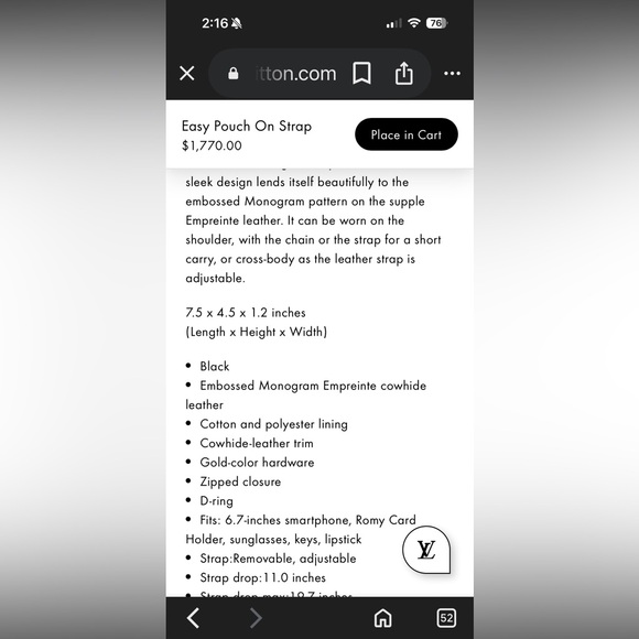 Louis Vuitton Easy on strap. Barely used. - Picture 6 of 6